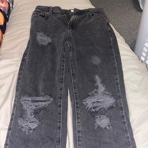 black straight leg jeans